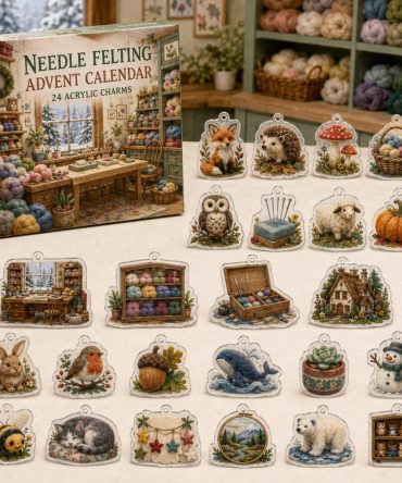 24-Day Needle Felting Charm Countdown — Acrylic Wool, Needle & Animal Mini Charms For Felt Artists, Craft Gift