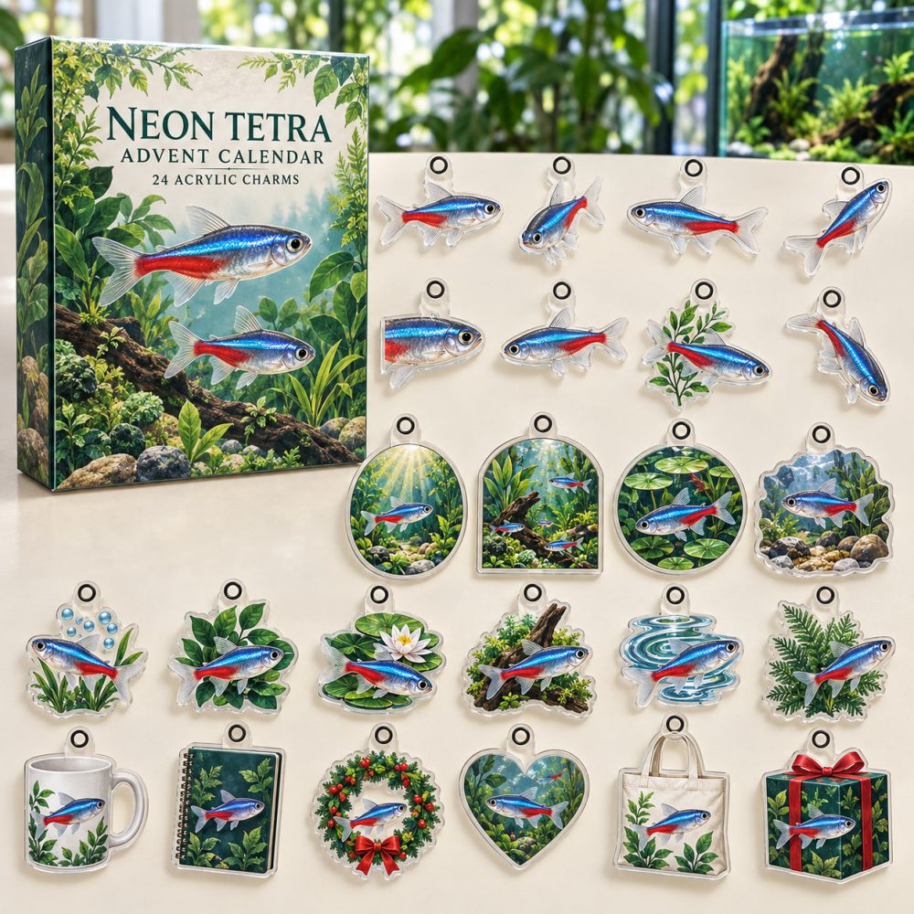 Neon Tetra Countdown Set — 24 Bright Acrylic Charms For Aquarium Lovers , Colorful Holiday Gift & Collectible Pack