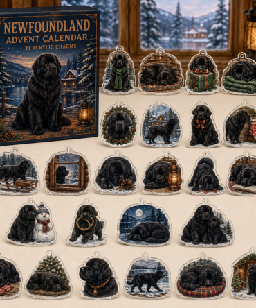 Newfoundland Winter Advent Calendar — 24 Gentle Acrylic Newfoundland Charms, Thoughtful Holiday Gift For Big-Hearted Dog Fans