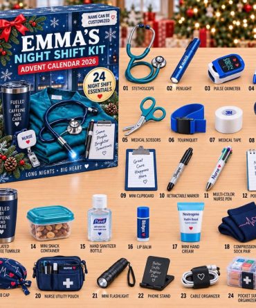 Night Shift Nurse Advent Calendar 2026 — 24-Day Overnight Shift Countdown With Acrylic Medical Charms, Cozy Gifts For Night Nurses