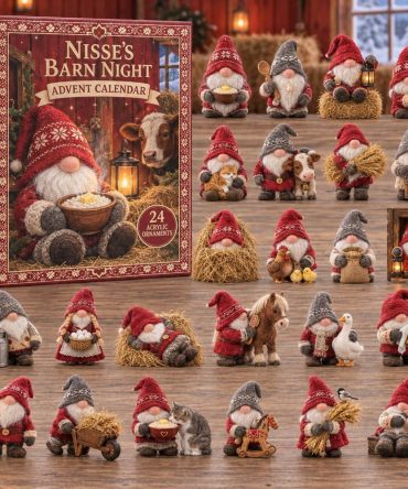 Nisse Barn Night 24-Day Acrylic Charm Countdown — Cozy Scandinavian Nisse Gnome Advent For Rustic Holiday Decor & Family Traditions