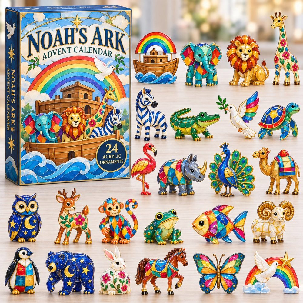 Noah'S Ark Animal Advent Calendar 2026 - 24 Pairable Acrylic Animal Charms For Kids, Religious Gifts & Classroom Activities