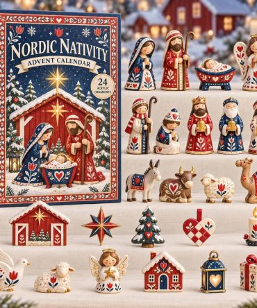 Nordic Nativity Advent Calendar - 24-Day Christmas Countdown With Acrylic Charms, Scandinavian-Inspired Nativity Set