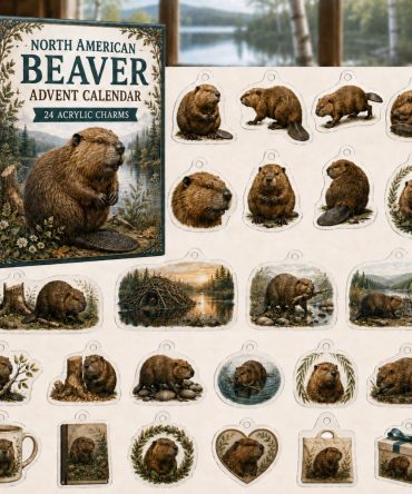 North American Beaver Holiday Countdown — 24 Durable Acrylic Wildlife Charms For Advent, Ornaments & Nature Lover Gifts