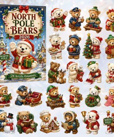 2026 24-Day North Pole Bears Holiday Countdown — Acrylic Bear Charm Advent Calendar, Festive Winter Woodland Gift & Cute Seasonal Decor