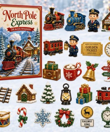2026 North Pole Express Day Advent Calendar - 24-Day Train Acrylic Charm Countdown, Festive Daytime Holiday Gift For Kids & Families