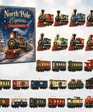 2026 North Pole Express Night Advent Calendar - 24-Day Acrylic Charm Train Countdown, Magical Night Train Holiday Gift For Families