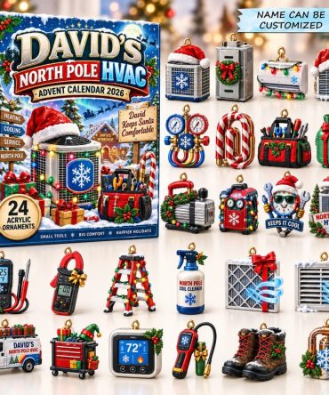 North Pole Hvac Themed Countdown 2026 — 24 Acrylic Charms For Techs, Festive Mechanics Gift & Workshop Décor