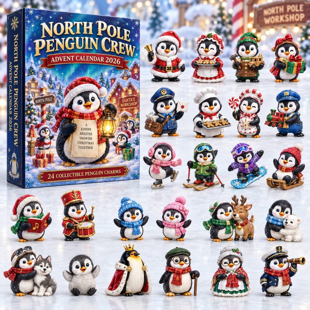 North Pole Penguin Crew Surprise Set 2026 — 24 Cute Penguin Acrylic Charms & Mini Toys For A Charming Christmas Countdown