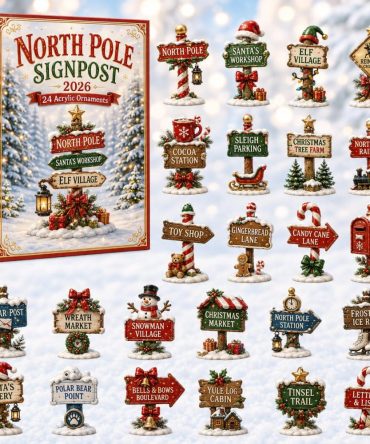 2026 North Pole Signposts Advent Calendar - 24-Day Acrylic Charm Countdown, Festive Village Sign Gift For Holiday Decor & Collectors
