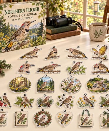Northern Flicker 24-Day Charm Advent Calendar 2026 — Acrylic Bird Charms For Collectors, Nature Lover Holiday Gift