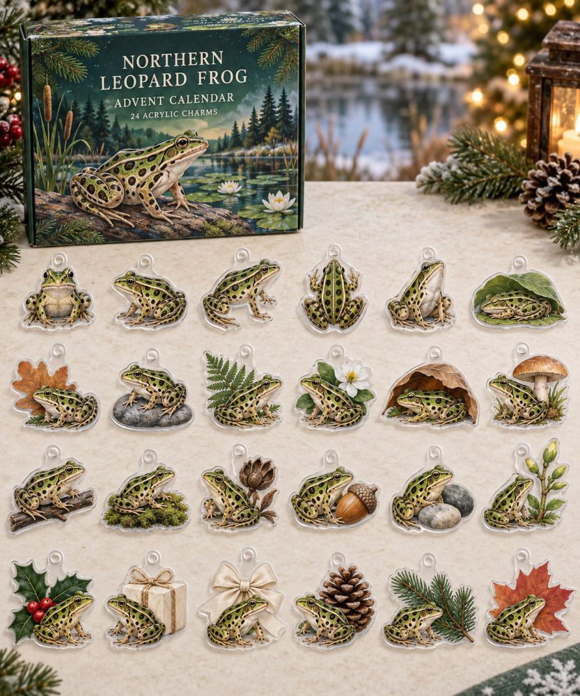 24-Day Northern Leopard Frog Acrylic Charm Advent Calendar — Collectible Amphibian Charms For Holiday Countdown & Nature Gifts