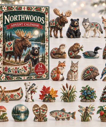 Northwoods Cabin Advent Calendar - 24-Day Christmas Countdown With Acrylic Charms, Rustic Lodge Holiday Decor & Gift