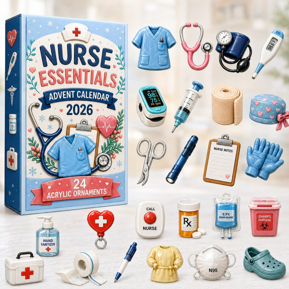 2026 24-Day Nurse Essentials Holiday Countdown — Acrylic Medical Charm Advent Calendar, Practical Gift For Nurses, Students & Healthcare Teams