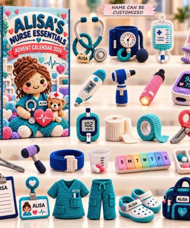 2026 Crochet Teal Nurse Essentials Advent Calendar - 24-Day Acrylic Charm Countdown, Cozy Nurse-Themed Holiday Gift With Teal Accents