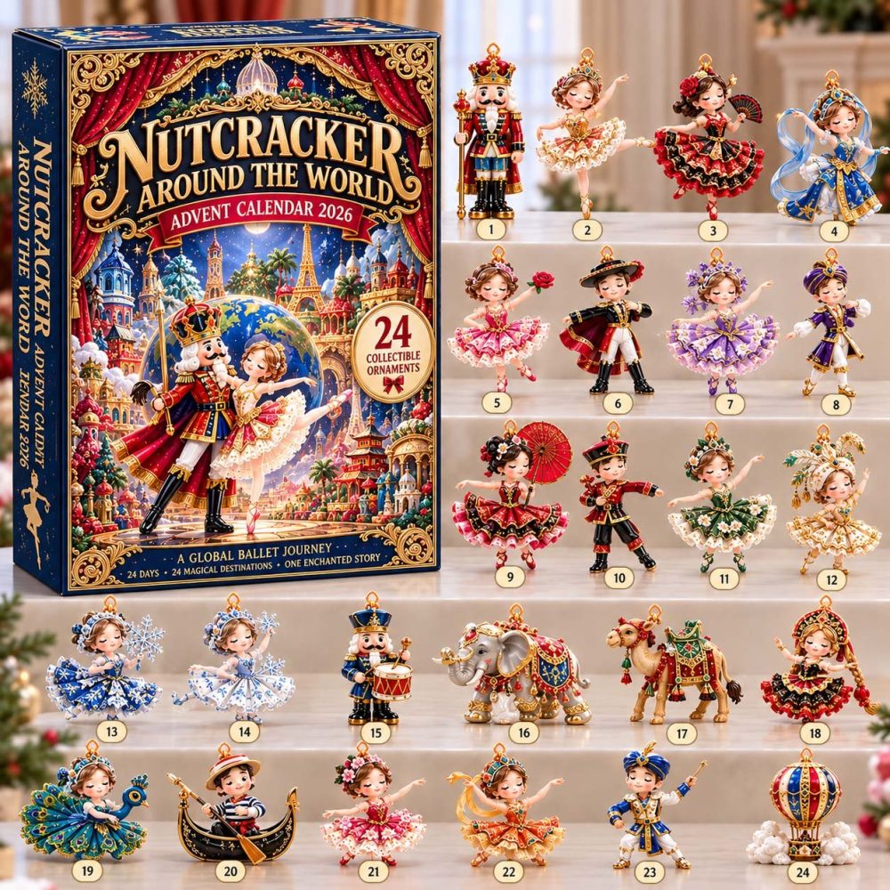 Nutcracker Around-The-World Advent Calendar 2026 — 24-Day Global Holiday Countdown With Acrylic Charms, Cultural Ornament Set