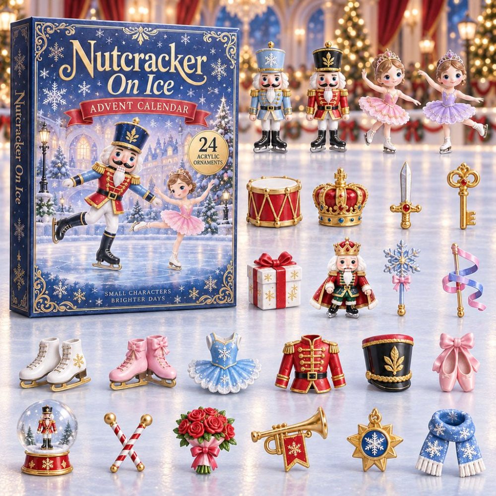 24-Day Holiday Countdown Calendar With 24 Acrylic Charms — Nutcracker On Ice Collector Set, Elegant Christmas Decor 2026