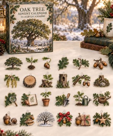 24-Day Oak Tree Nature Advent Calendar — Acrylic Leaf & Tree Charms Set For Gardeners, Nature Lovers & Holiday Gifts