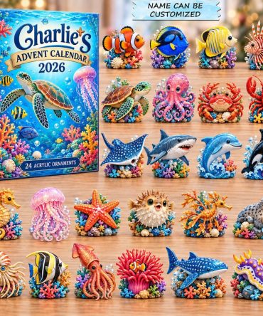 Ocean Creature Advent Calendar 2026 - 24-Day Acrylic Charm Countdown Featuring Sea Animals, Kids Holiday Gift Set