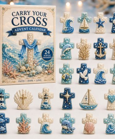 2026 Ocean Cross Charm Advent Calendar - 24-Day Nautical Countdown With Acrylic Charms, Coastal Religious & Beach-Themed Gift Set