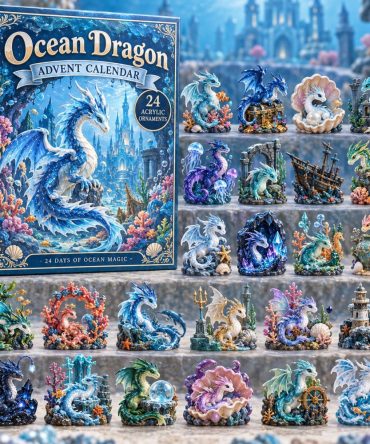 Ocean Dragon Fantasy Advent Calendar - 24-Day Holiday Countdown With Acrylic Charms, Unique Nautical Christmas Gift