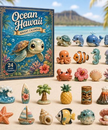 2026 Hawaii Ocean Advent Calendar - 24-Day Acrylic Charm Countdown, Tropical Luau & Surf Holiday Gift Set For Kids