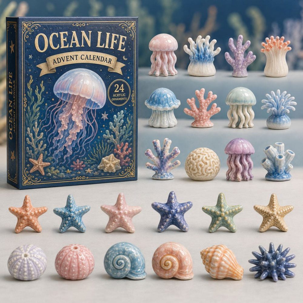 Ocean Life Kingdom 2026 Countdown - 24-Day Acrylic Charm Advent Calendar, Underwater Kingdom Charms & Gift Set