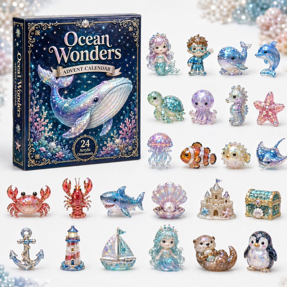 2026 Ocean Paradise Holiday Advent Calendar - 24-Day Acrylic Charm Countdown, Tropical Beach Gift For Families & Collectors
