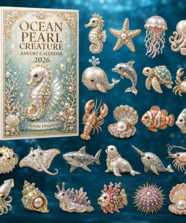 Ocean Pearl Treasures 2026 Advent Countdown — 24-Day Acrylic Charm Calendar, Nautical Coastal Gifts & Sea-Themed Holiday Decor