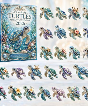 Ocean Pearl Turtles Advent Calendar 2026 — 24 Pearl-Accented Turtle Acrylic Charms, Beachy Holiday Countdown & Gift