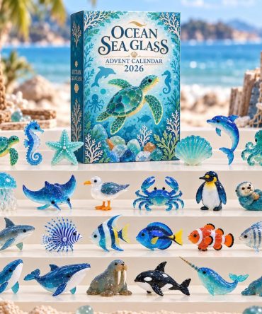 Ocean Sea Glass Advent Calendar 2026 — 24-Day Acrylic Charm Countdown, Coastal Glass & Beach Ornaments For Holiday Decorating