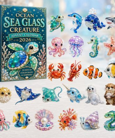Sea Glass Ocean Creatures Advent Calendar 2026 — 24 Marine Acrylic Charms, Nautical Holiday Countdown & Beachy Gift