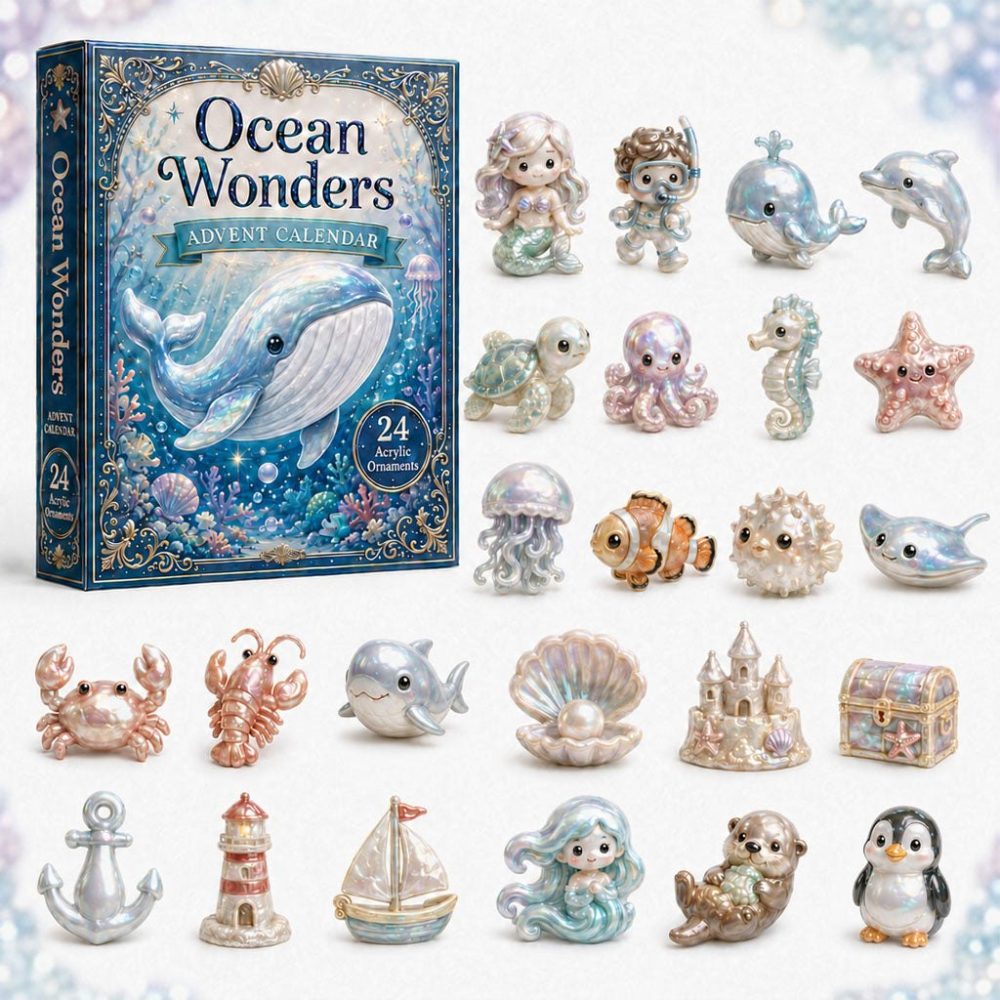 2026 Ocean Treasures Countdown Calendar — 24 Sea Loot Acrylic Charms, Ocean-Themed Gift For Collectors & Kids