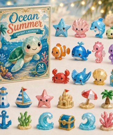 2026 Ocean Tropical Countdown Calendar — 24 Bright Acrylic Charms, Tropical Sea Theme Gift For Kids & Beach Fans