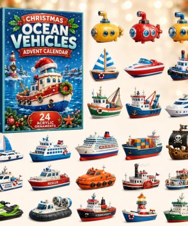 2026 Ocean Vehicles Countdown Calendar — 24 Nautical Acrylic Charms, Boat & Submarine Themed Gift For Kids & Collectors