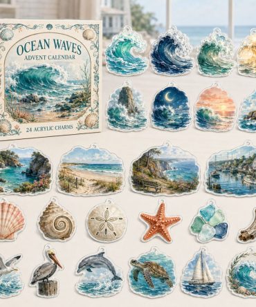 Seaside Advent Calendar - 24 Ocean-Themed Acrylic Charms, Holiday Countdown Gift For Beach Lovers , Perfect Stocking Stuffer
