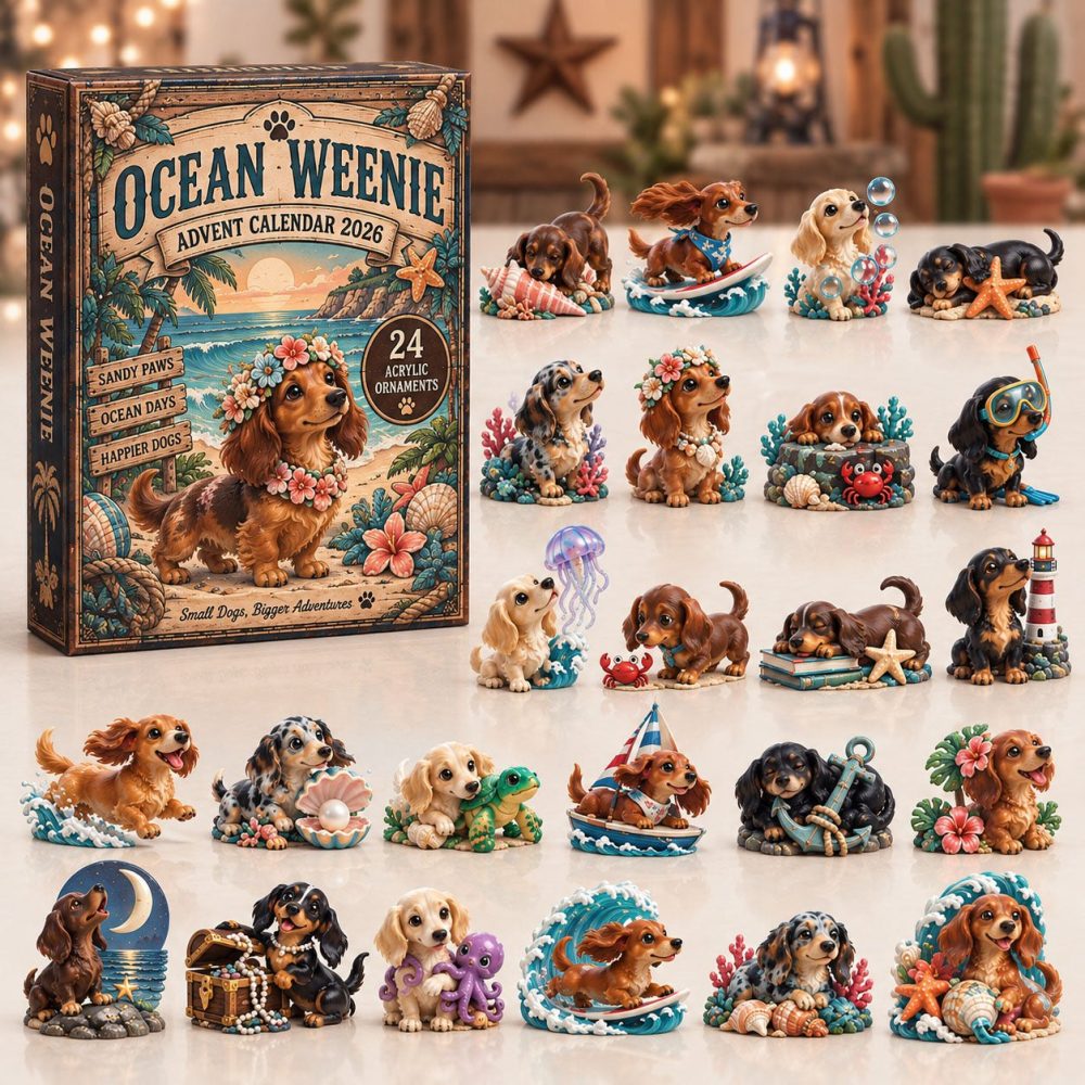 2026 Ocean Weenie Nautical Advent Calendar - 24-Day Countdown With Acrylic Charms, Beachy Collectible Gift For Kids & Adults