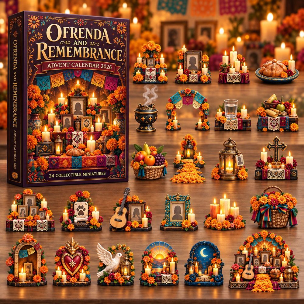 Ofrenda Memory Advent Calendar 2026 - 24 Día De Los Muertos Acrylic Charms Honoring Loved Ones With Mini Altars & Symbols