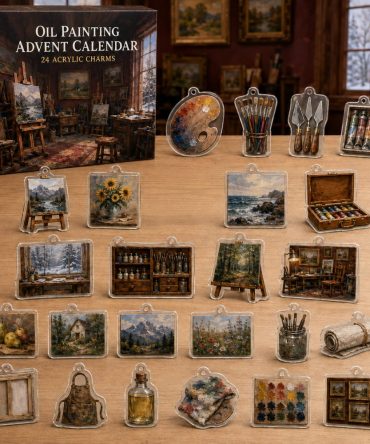 24-Day Oil Painting Art Charm Advent — Acrylic Mini Palette & Brush Charms Set, Creative Gift For Artists, Students & Art Lovers