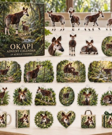 24-Day Okapi Holiday Countdown — Elegant Acrylic Charm Advent, Okapi Collectible Charms For Unique Seasonal Gifts