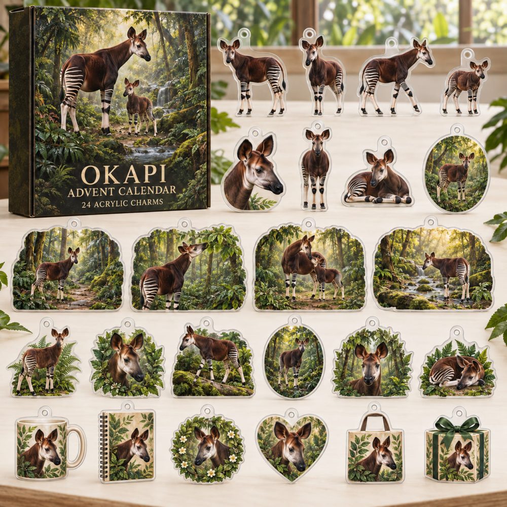 24-Day Okapi Holiday Countdown — Elegant Acrylic Charm Advent, Okapi Collectible Charms For Unique Seasonal Gifts