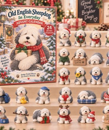 Old English Sheepdog Everyday Advent Countdown 2026 — 24-Day Acrylic Charm Calendar For Dog Lovers & Collectors
