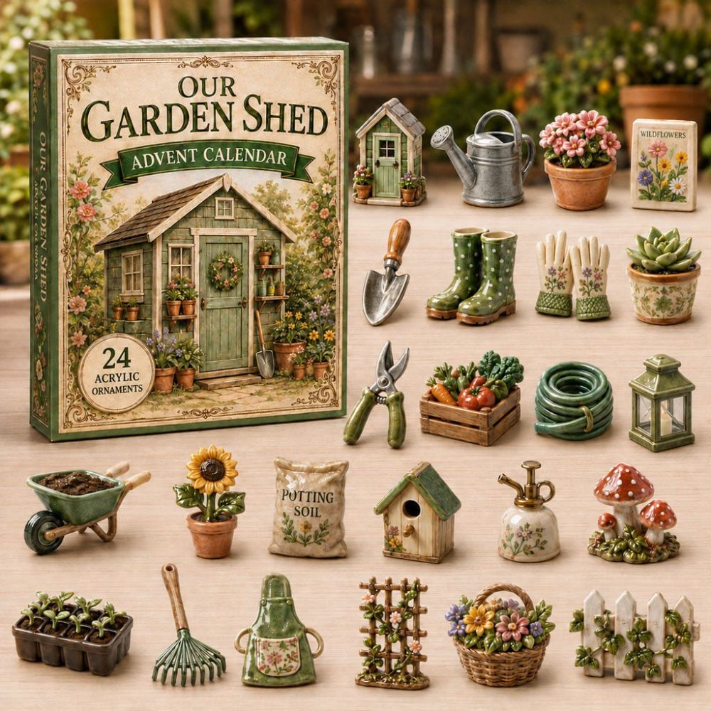 2026 Old Garden Shed Countdown Calendar — 24 Rustic Acrylic Charms, Gardening Gift Set For Plant Lovers & Hobbyists