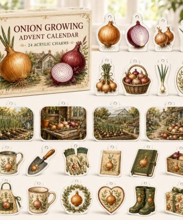 Onion Growing 24-Day Charm Advent Calendar - Acrylic Garden Charms For Veggie Lovers & Gardeners , Unique Holiday Countdown Gift Set