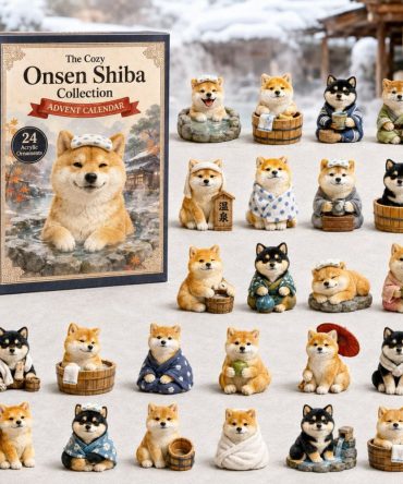 2026 Onsen Shiba Relaxation Countdown Calendar — 24 Soothing Shiba Inu Acrylic Charms, Cute Gift For Dog & Spa Fans