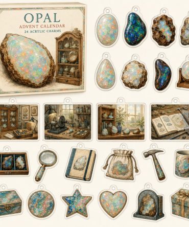 Opal 24-Day Charm Countdown — 24 Acrylic Opal-Style Iridescent Charms In Advent Box For Jewelry, Crafts & Gifts