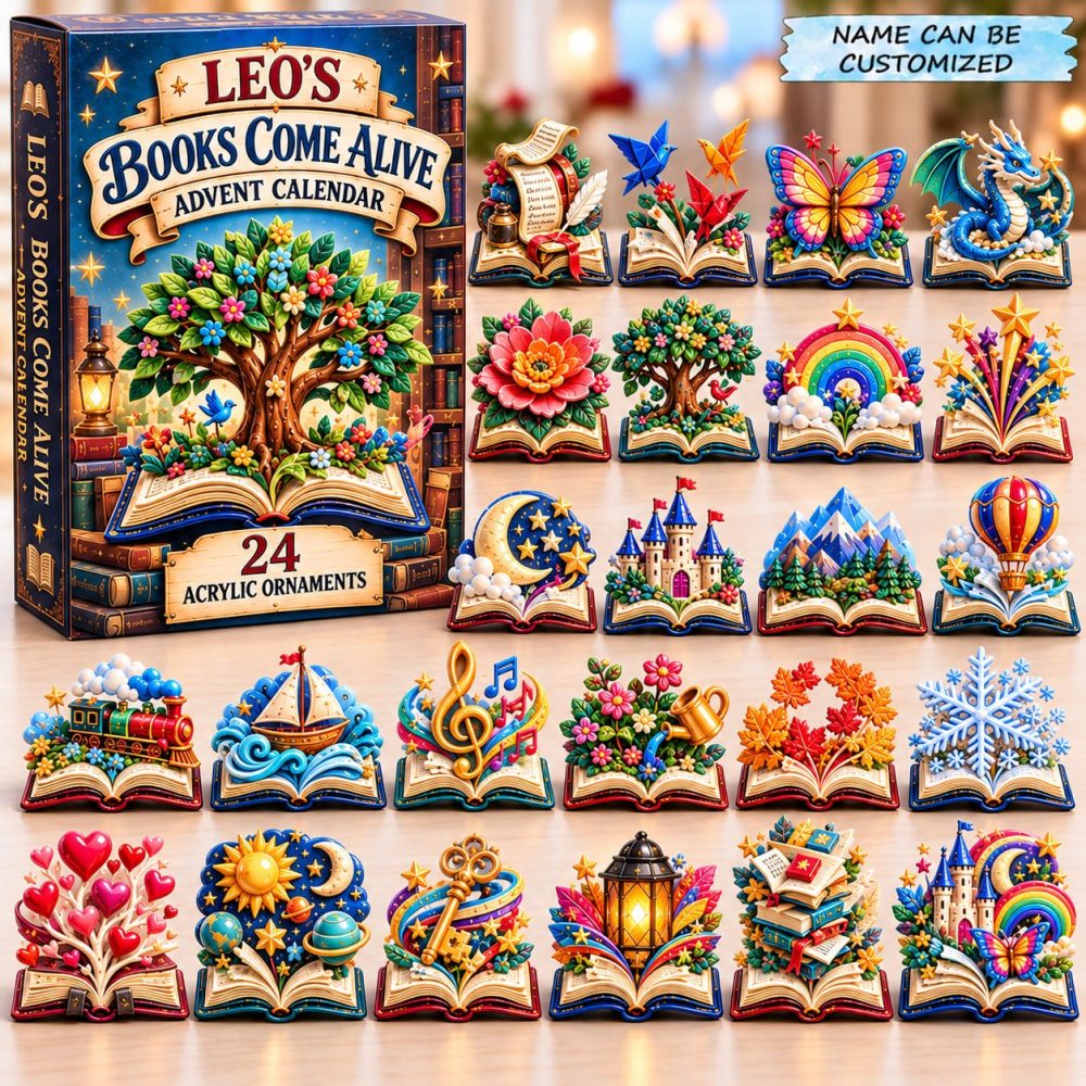 Open Book Storytime Advent Calendar — 24 Acrylic Book Charms For Readers, Literary-Themed Holiday Countdown Gift 2026