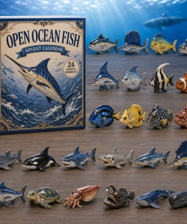 Open Ocean Fish 2026 Countdown - 24-Day Acrylic Charm Calendar, Marine Life Charms For Collectors & Nautical Gifts