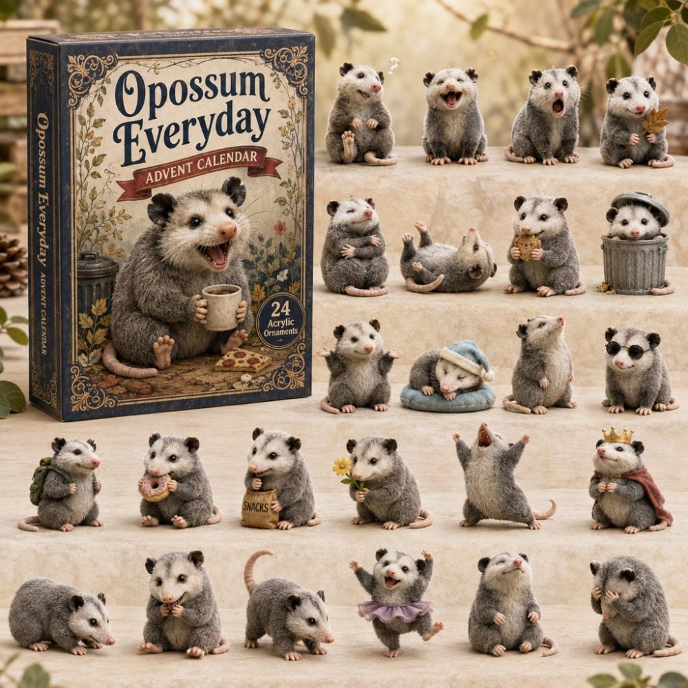 Opossum Everyday Countdown 2026 — 24 Daily Acrylic Charms Featuring Cute Opossum Scenes, Fun Gift For Fans & Collectors