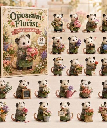 Opossum Florist Holiday Countdown 2026 — 24 Floral Acrylic Charms, Charming Daily Reveal For Gardeners & Animal Fans
